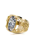 Вінтаж стиль Каблучка Циркон 14K Жовте золото vrc057y